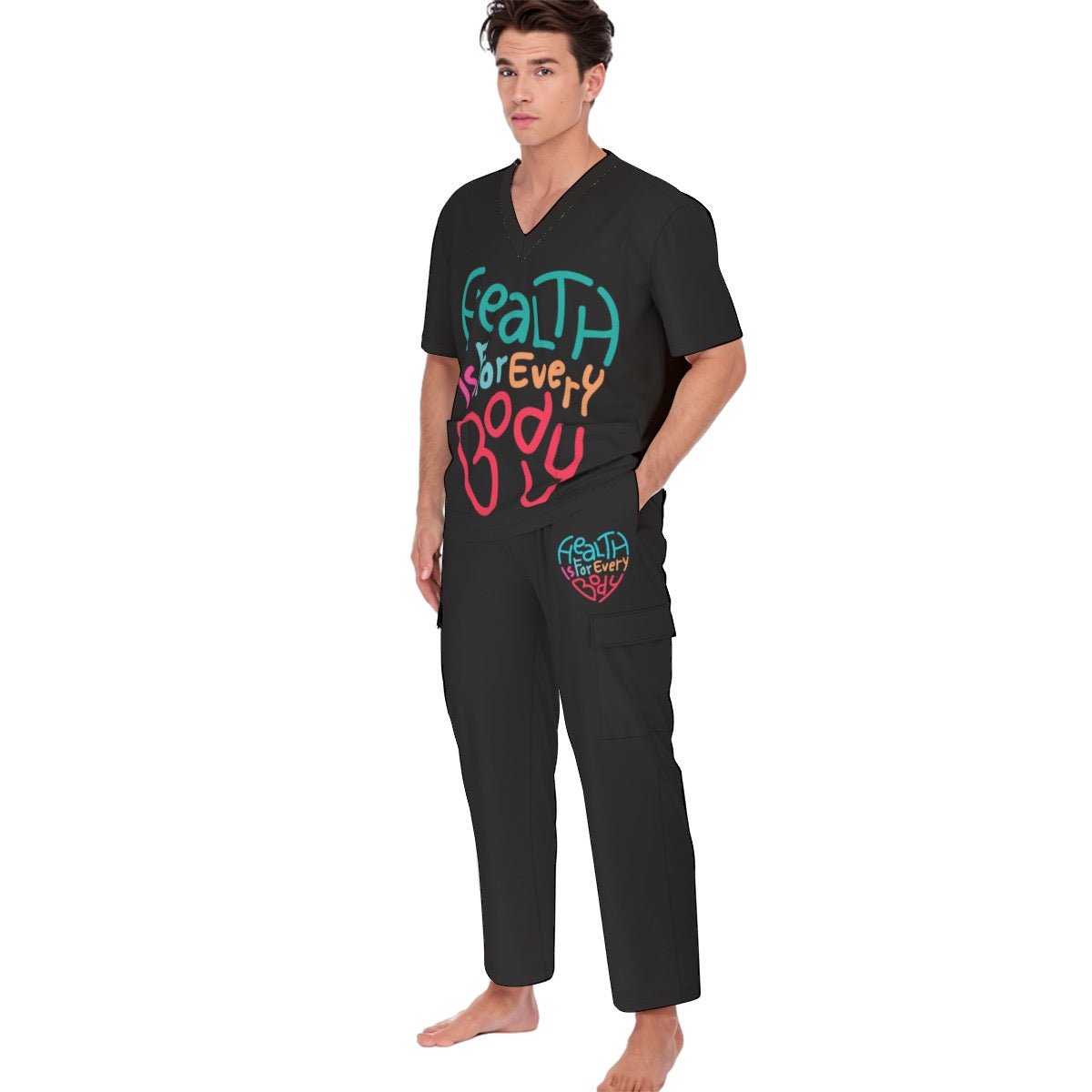 All-Over Print Unisex Scrub Set With Six Pocket
