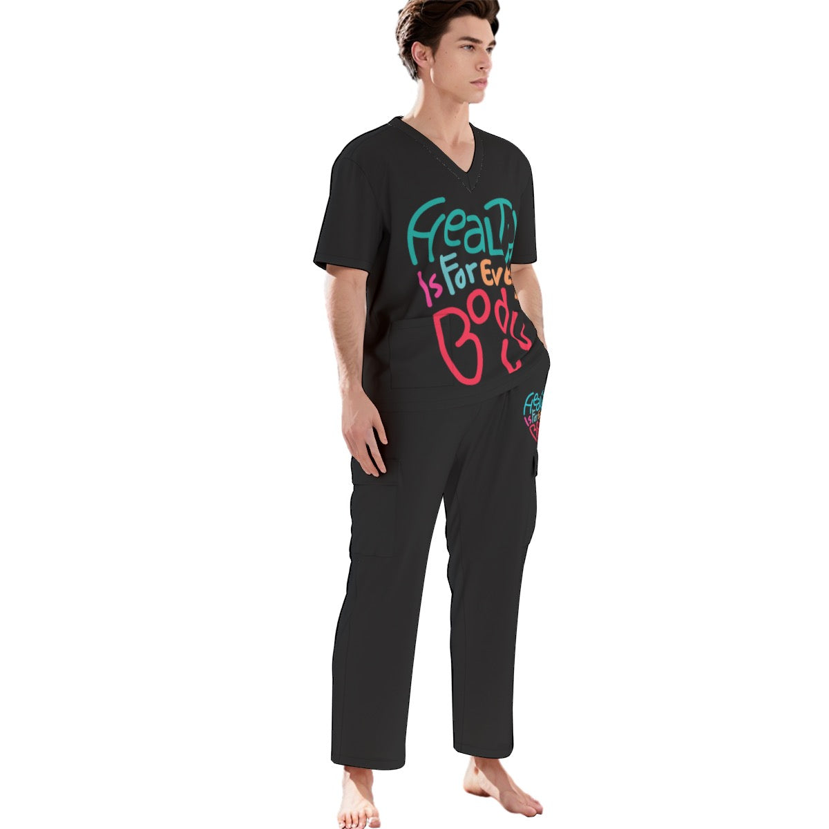 All-Over Print Unisex Scrub Set With Six Pocket